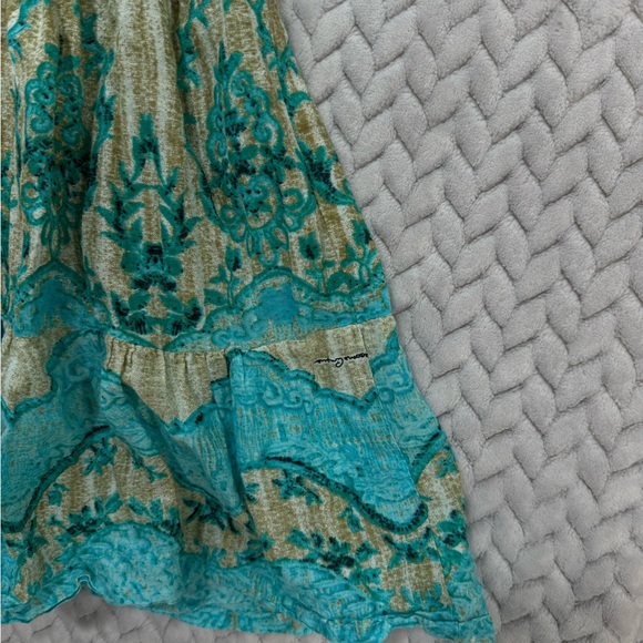 Antica Sartoria Boho Dress Aqua Green OS Bell Sleeve Beach Resort Travel - Picture 11 of 14